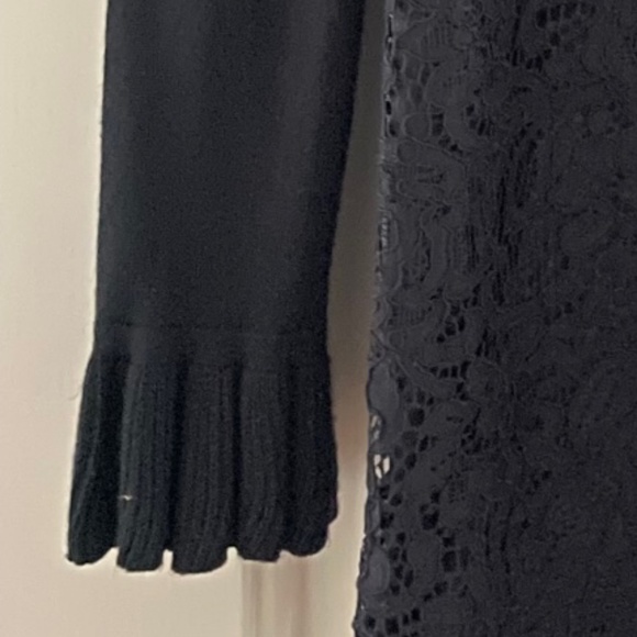 Karl Lagerfeld Paris Black Nedvia Lace Mix Lightweight Sweater Top - Size XS - Picture 7 of 8